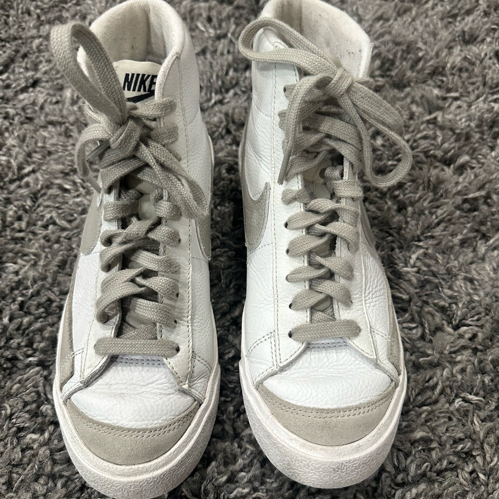 Nike White and Gray High-Top Sneakers